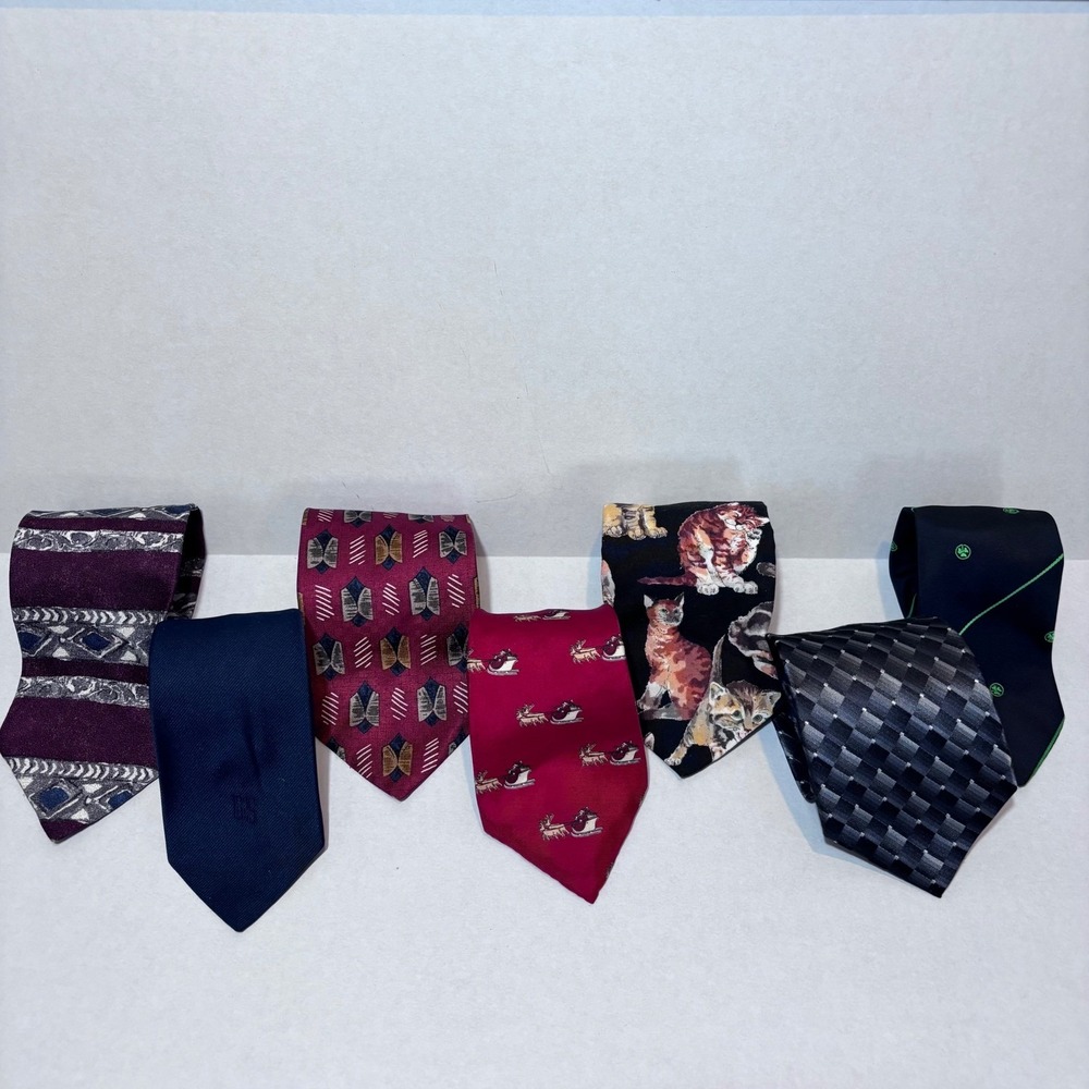Mens Silk Ties Bundle 7pc Henry Grethel Tango Max Haas Van Heusen Conor Quin